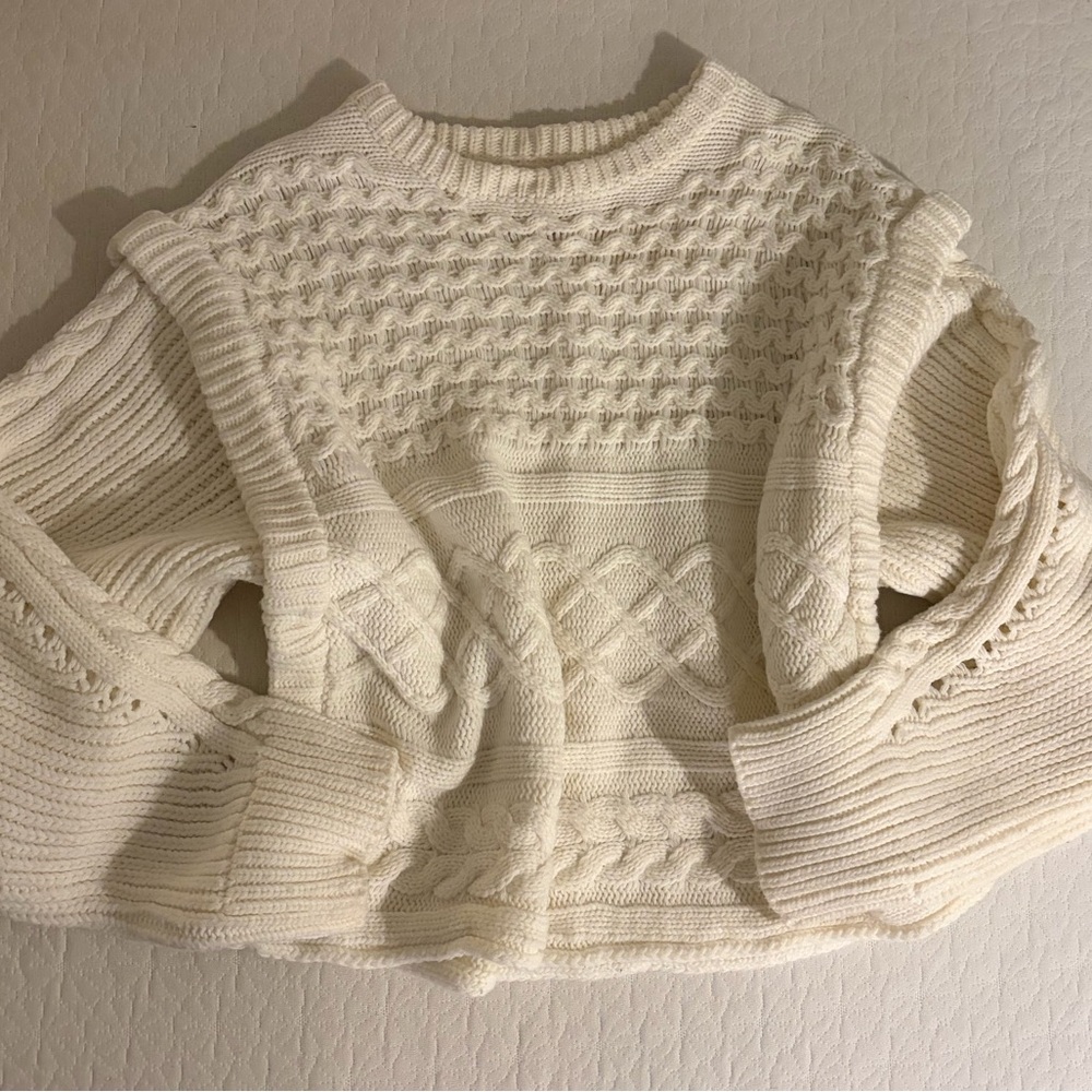 Line & Dot Cream Cable Knit Sweater